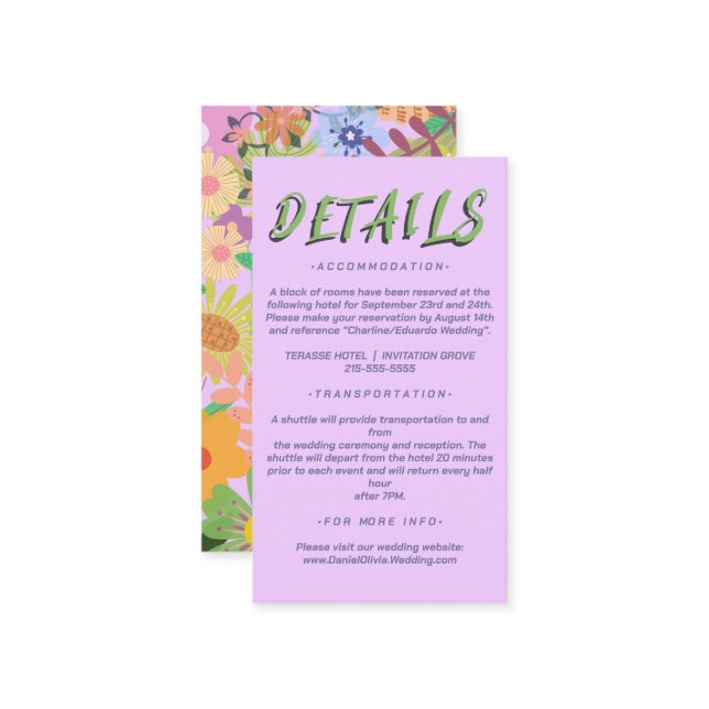 Flower Bröllopsprograms Visitkort (Fram/Back In Situ)