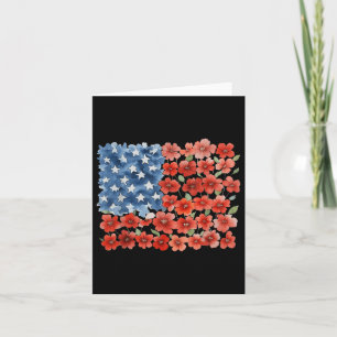Flower Brushstroke America Flagga 4:e juli-Blommig Kort