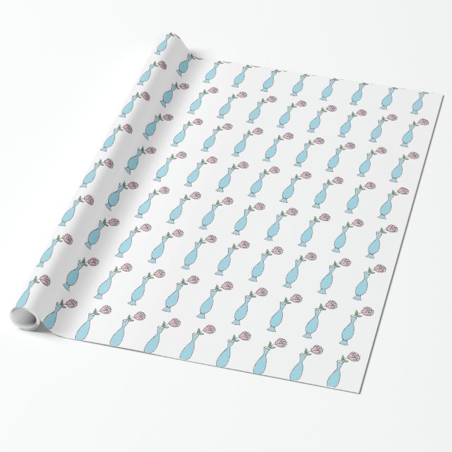 Flower Bud Vas Decorative Teckning Presentpapper (Utrullad)
