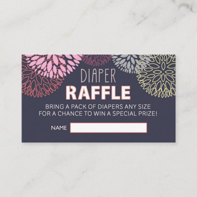 Flower Burst Diaper Raffle Biljett Tilläggskort (Framsida)