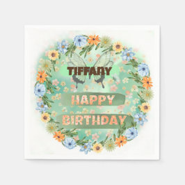 Flower & Butterfly Birthday Pappersservett