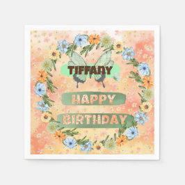 Flower & Butterfly Birthday Pappersservett