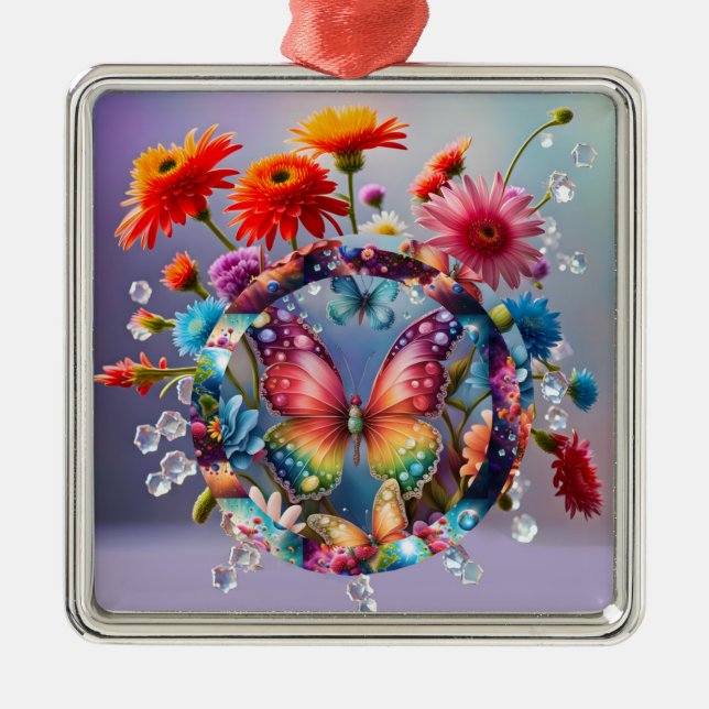 Flower Butterfly Julgransprydnad Metall (Framsidan)