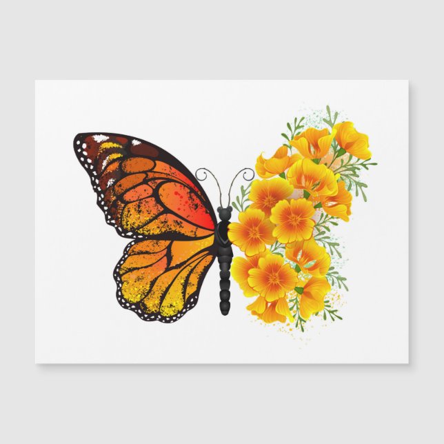 Flower Butterfly med Gult California Poppy (Framsida)