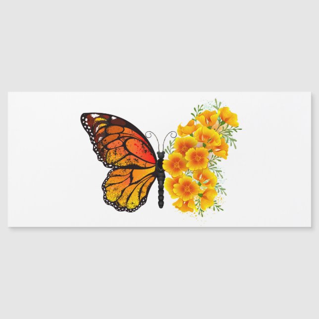 Flower Butterfly med Gult California Poppy (Framsida)