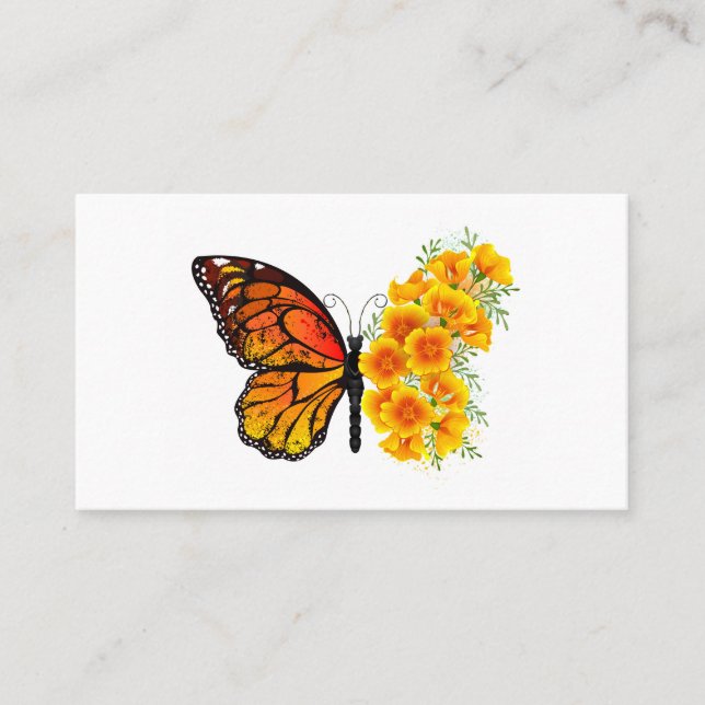 Flower Butterfly med Gult California Poppy (Framsida)