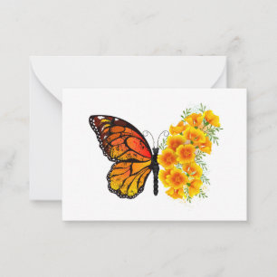 Flower Butterfly med Gult California Poppy Anteckningskort