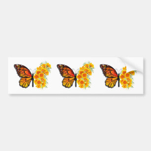 Flower Butterfly med Gult California Poppy Bildekal