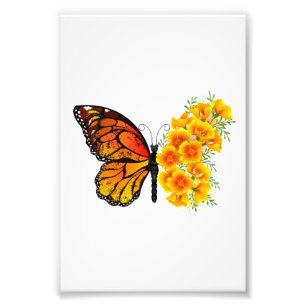 Flower Butterfly med Gult California Poppy Fototryck