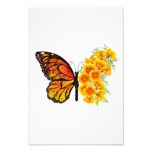 Flower Butterfly med Gult California Poppy Fototryck