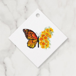 Flower Butterfly med Gult California Poppy Gåvor Etiketter