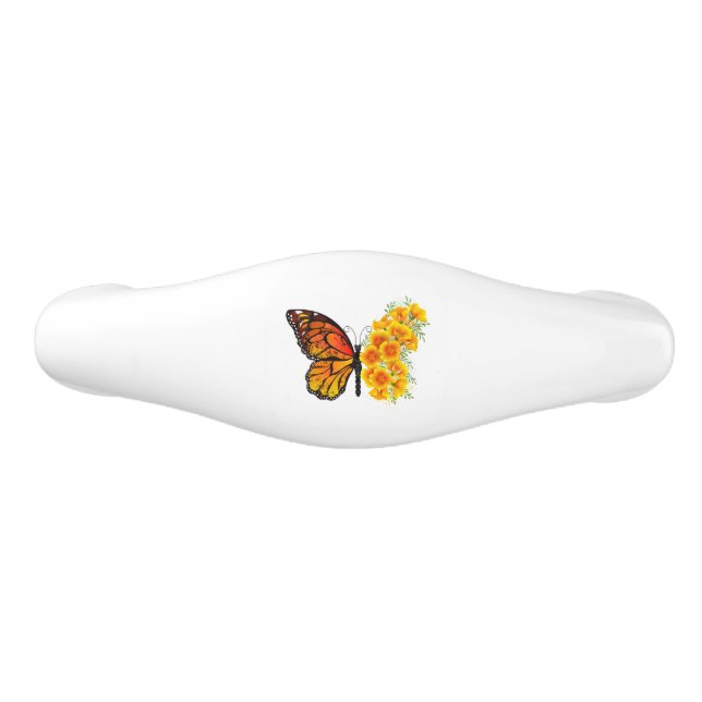 Flower Butterfly med Gult California Poppy Handtag (Framsidan)
