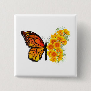 Flower Butterfly med Gult California Poppy Knapp