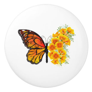 Flower Butterfly med Gult California Poppy Knopp