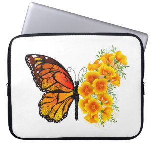 Flower Butterfly med Gult California Poppy Laptop Fodral