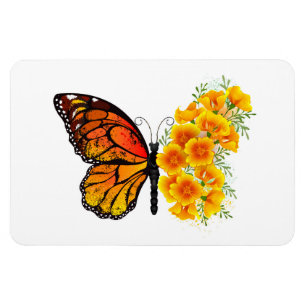 Flower Butterfly med Gult California Poppy Magnet