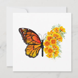 Flower Butterfly med Gult California Poppy Meddelande