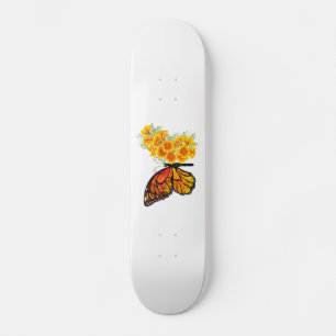 Flower Butterfly med Gult California Poppy Mini Skateboard Bräda 18,5 Cm