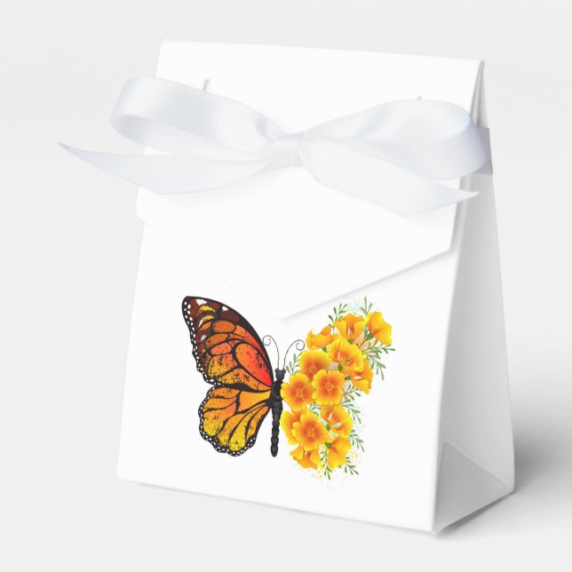 Flower Butterfly med Gult California Poppy Presentaskar (Framsidan Sidan)