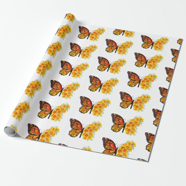 Flower Butterfly med Gult California Poppy Presentpapper (Utrullad)