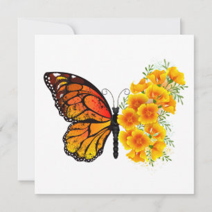 Flower Butterfly med Gult California Poppy Spara Datumet