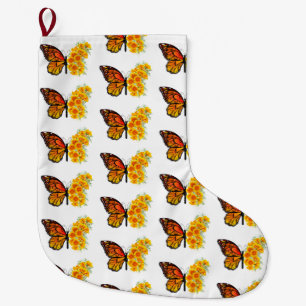 Flower Butterfly med Gult California Poppy Stor Julstrumpa