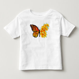 Flower Butterfly med Gult California Poppy T Shirt