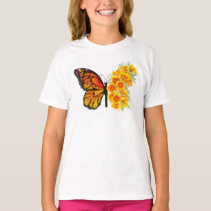 Flower Butterfly med Gult California Poppy T Shirt