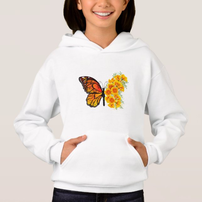 Flower Butterfly med Gult California Poppy T Shirt (Framsida)
