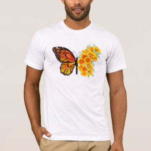 Flower Butterfly med Gult California Poppy T Shirt