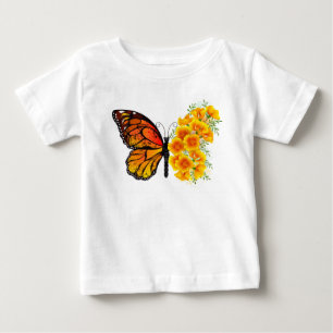 Flower Butterfly med Gult California Poppy T Shirt