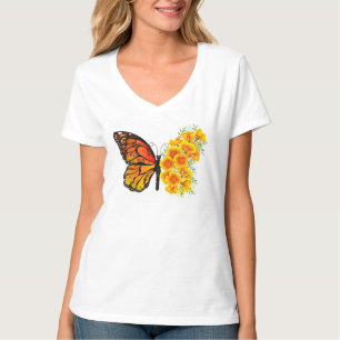 Flower Butterfly med Gult California Poppy T Shirt