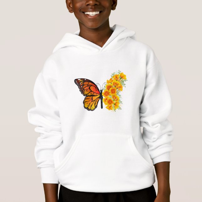 Flower Butterfly med Gult California Poppy T Shirt (Framsida)