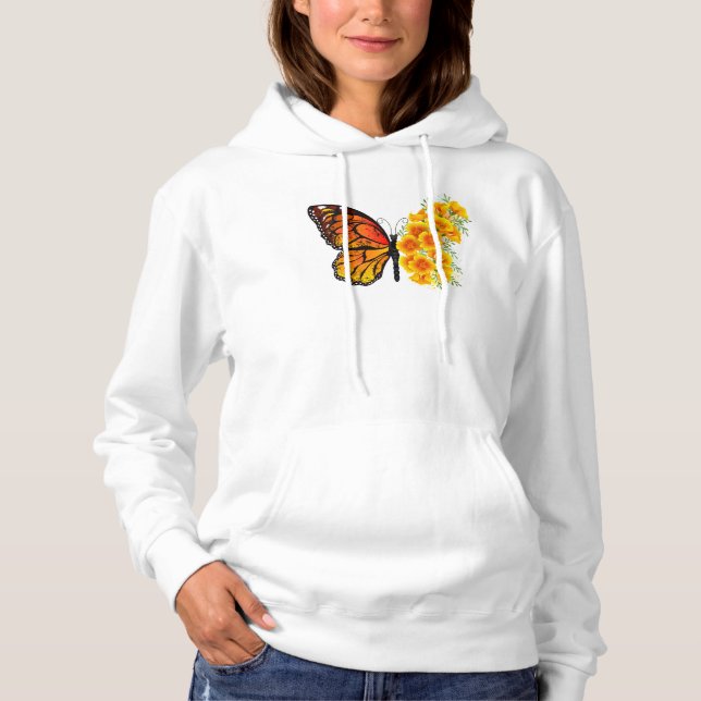 Flower Butterfly med Gult California Poppy T Shirt (Framsida)
