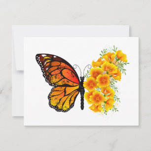 Flower Butterfly med Gult California Poppy Tack Kort