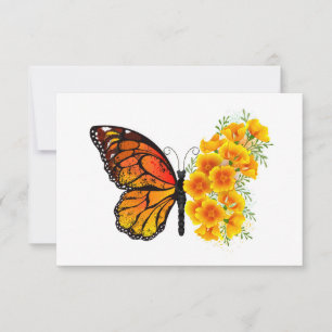 Flower Butterfly med Gult California Poppy Tack Kort