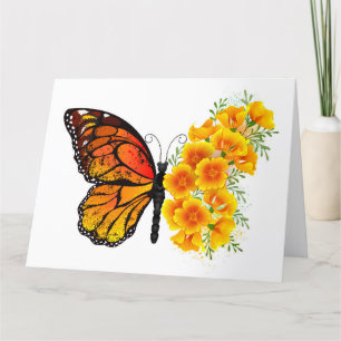 Flower Butterfly med Gult California Poppy Tack Kort