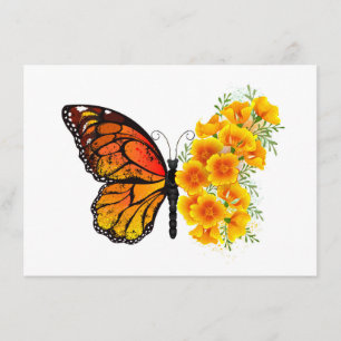 Flower Butterfly med Gult California Poppy Tilläggskort