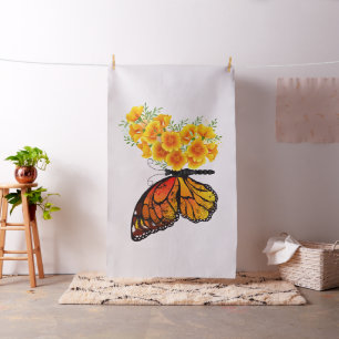 Flower Butterfly med Gult California Poppy Tyg