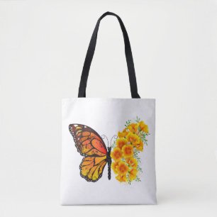 Flower Butterfly med Gult California Poppy Tygkasse