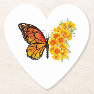 Flower Butterfly med Gult California Poppy Underlägg Papper