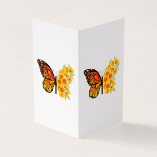Flower Butterfly med Gult California Poppy Visitkort