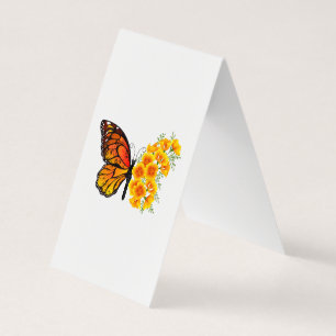 Flower Butterfly med Gult California Poppy Visitkort