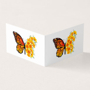 Flower Butterfly med Gult California Poppy Visitkort
