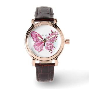Flower Butterfly med Rosa Sakura Armbandsur