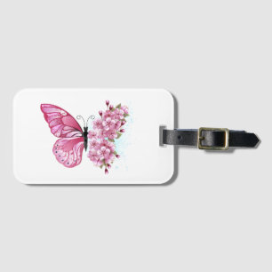 Flower Butterfly med Rosa Sakura Bagagebricka