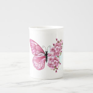 Flower Butterfly med Rosa Sakura Benporslin Mugg