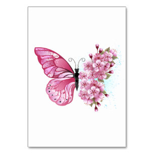 Flower Butterfly med Rosa Sakura Bordsnummer