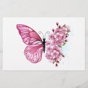 Flower Butterfly med Rosa Sakura Brevpapper