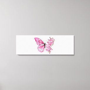 Flower Butterfly med Rosa Sakura Canvastryck